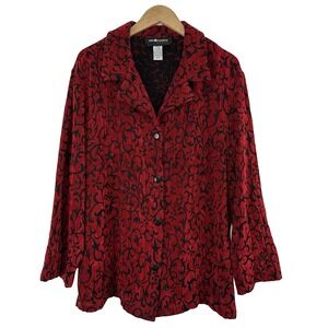 Vintage Sag Harbor Jacket Womens Size 18W Red & Black Tapestry Gothic Vampire